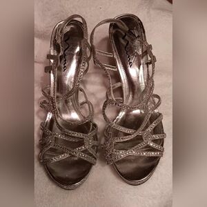 Nina Glittering Silver Strappy Heels